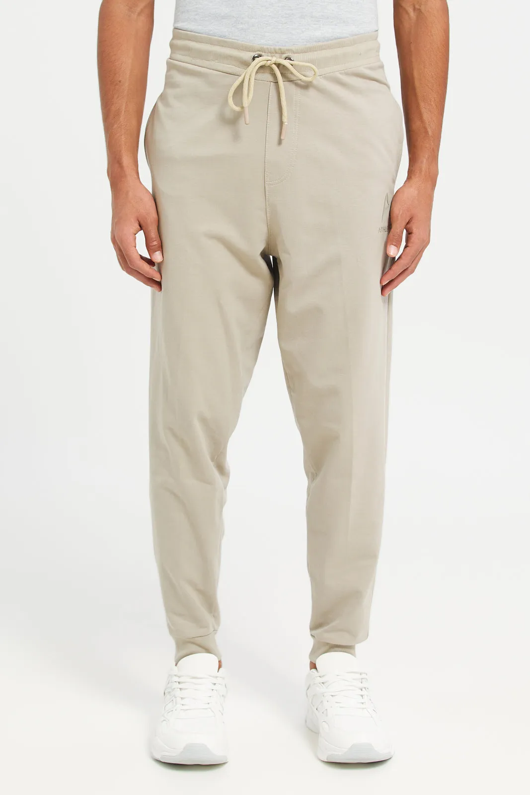 Men Beige Basic Track Pants sold by Redtag
