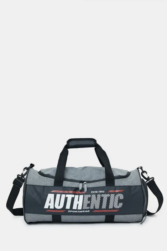 Men Black And Grey Printed Hold All Bag sold by Redtag