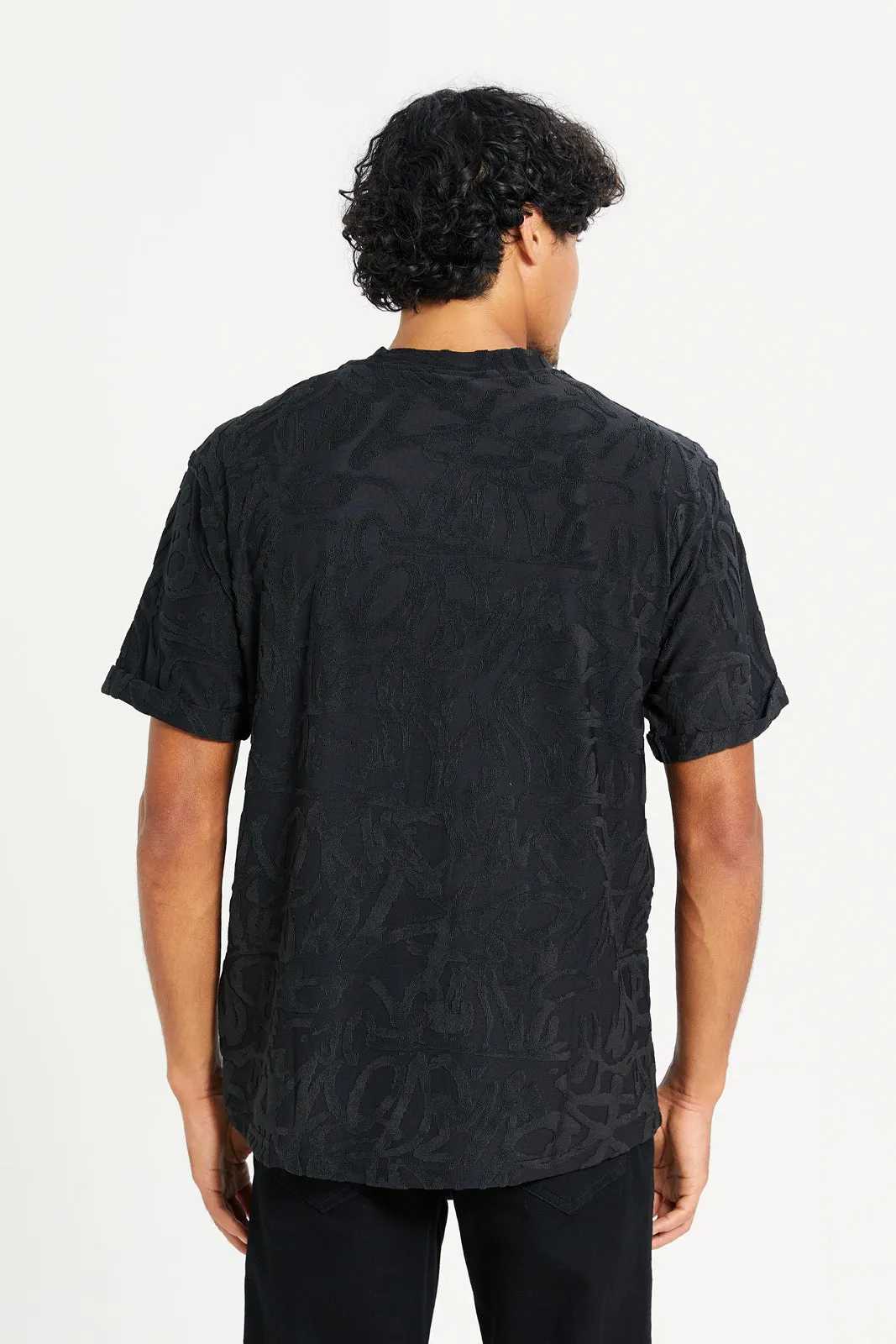 Men Black Short Sleeved T-Shirt sold by Redtag product image thumbnail 3
