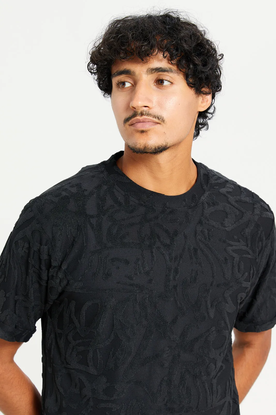 Men Black Short Sleeved T-Shirt sold by Redtag product image thumbnail 4