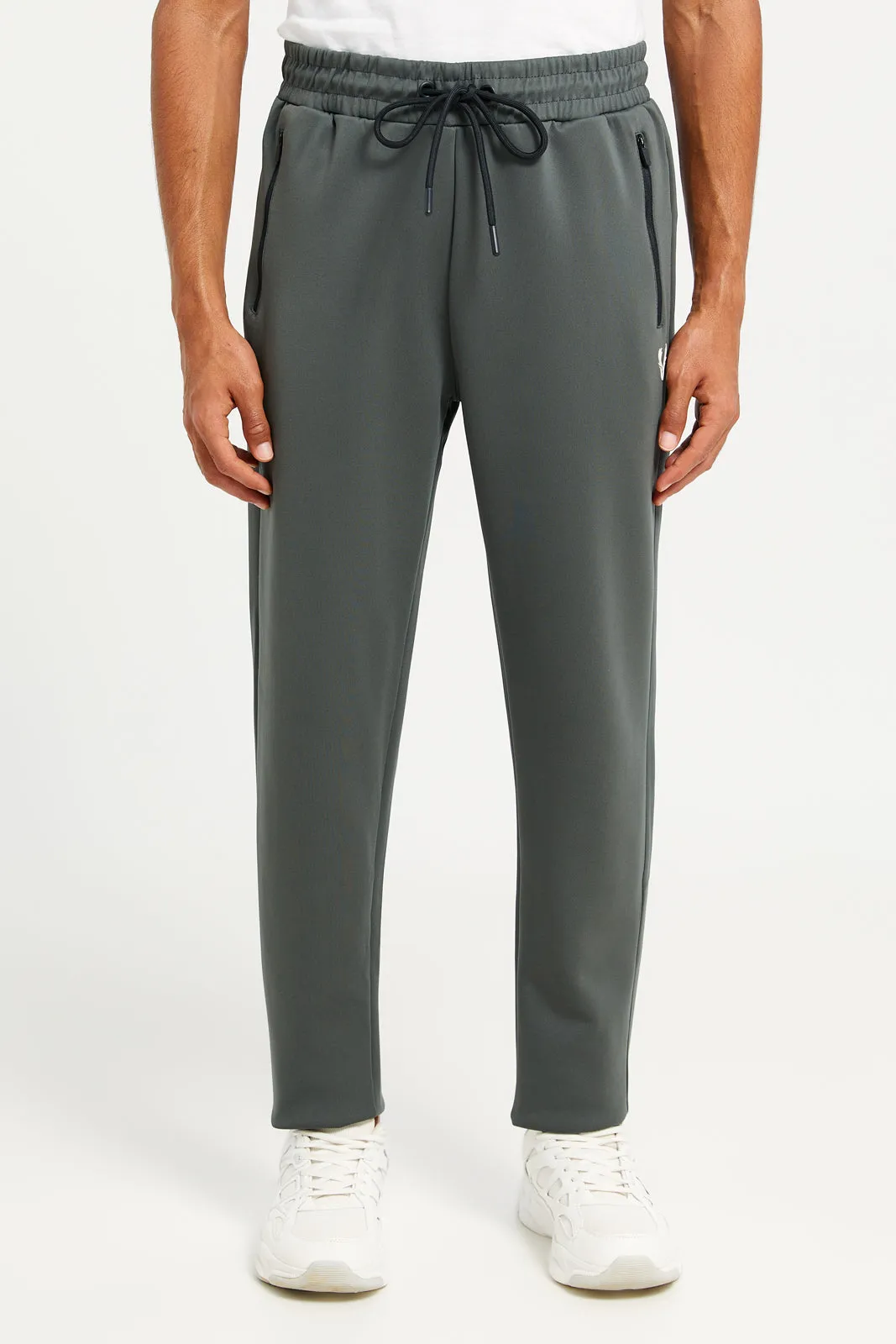 Men Grey Plain Soft Touch Zip Pocket Joggers sold by Redtag