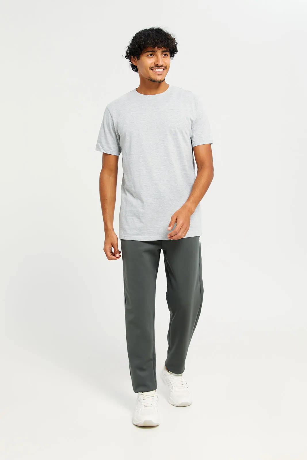 Men Grey Plain Soft Touch Zip Pocket Joggers sold by Redtag product image thumbnail 2