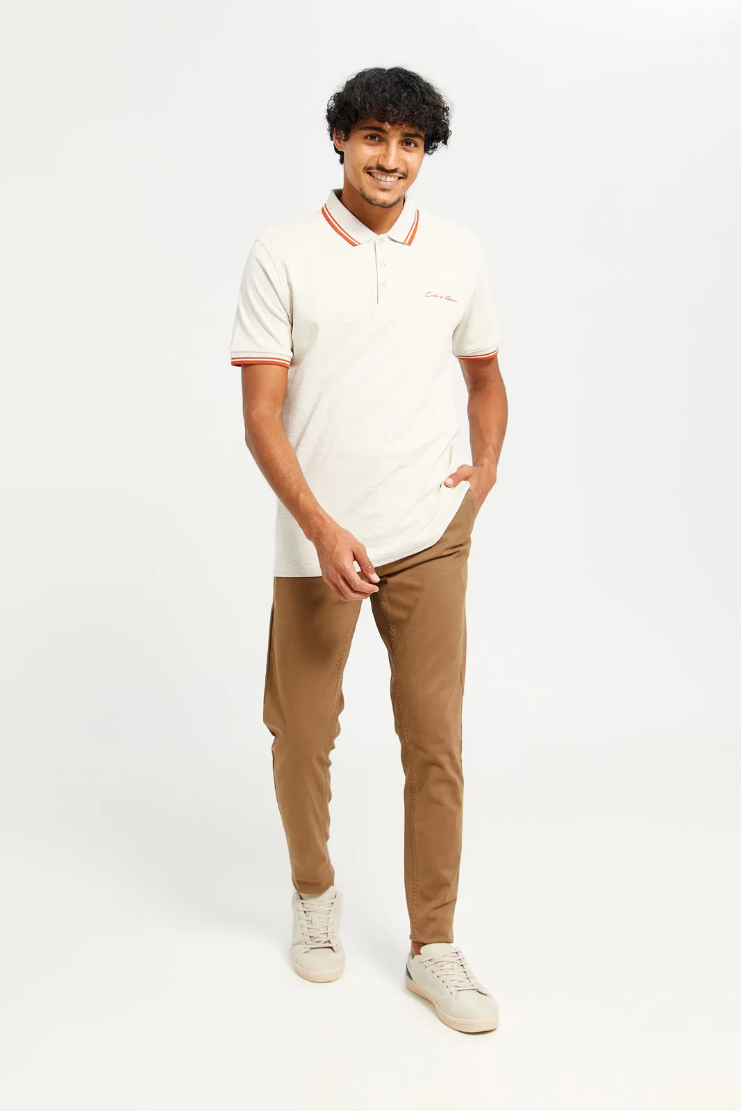 Men Brown Solid Chino Trousers sold by Redtag product image thumbnail 2