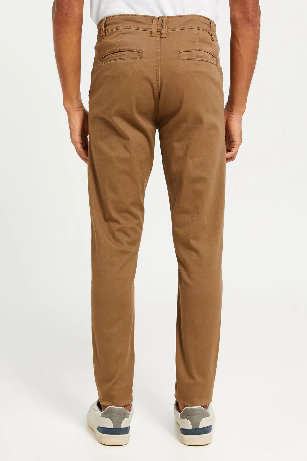 Men Brown Solid Chino Trousers sold by Redtag product image thumbnail 3