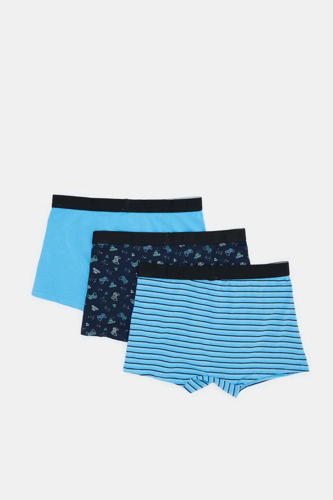 Senior Boys Blue And Navy Printed Boxer Brief Set (Pack of 3) sold by Redtag product image thumbnail 3