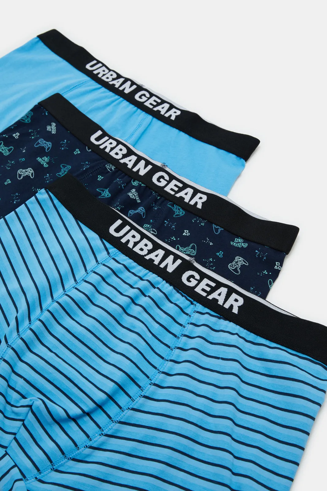 Senior Boys Blue And Navy Printed Boxer Brief Set (Pack of 3) sold by Redtag product image thumbnail 2