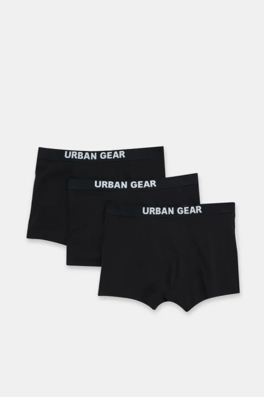 Senior Boys Black Solid Boxer Brief Set (Pack of 3) sold by Redtag