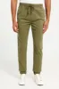 Men Olive Solid Twill Jogger sold by Redtag