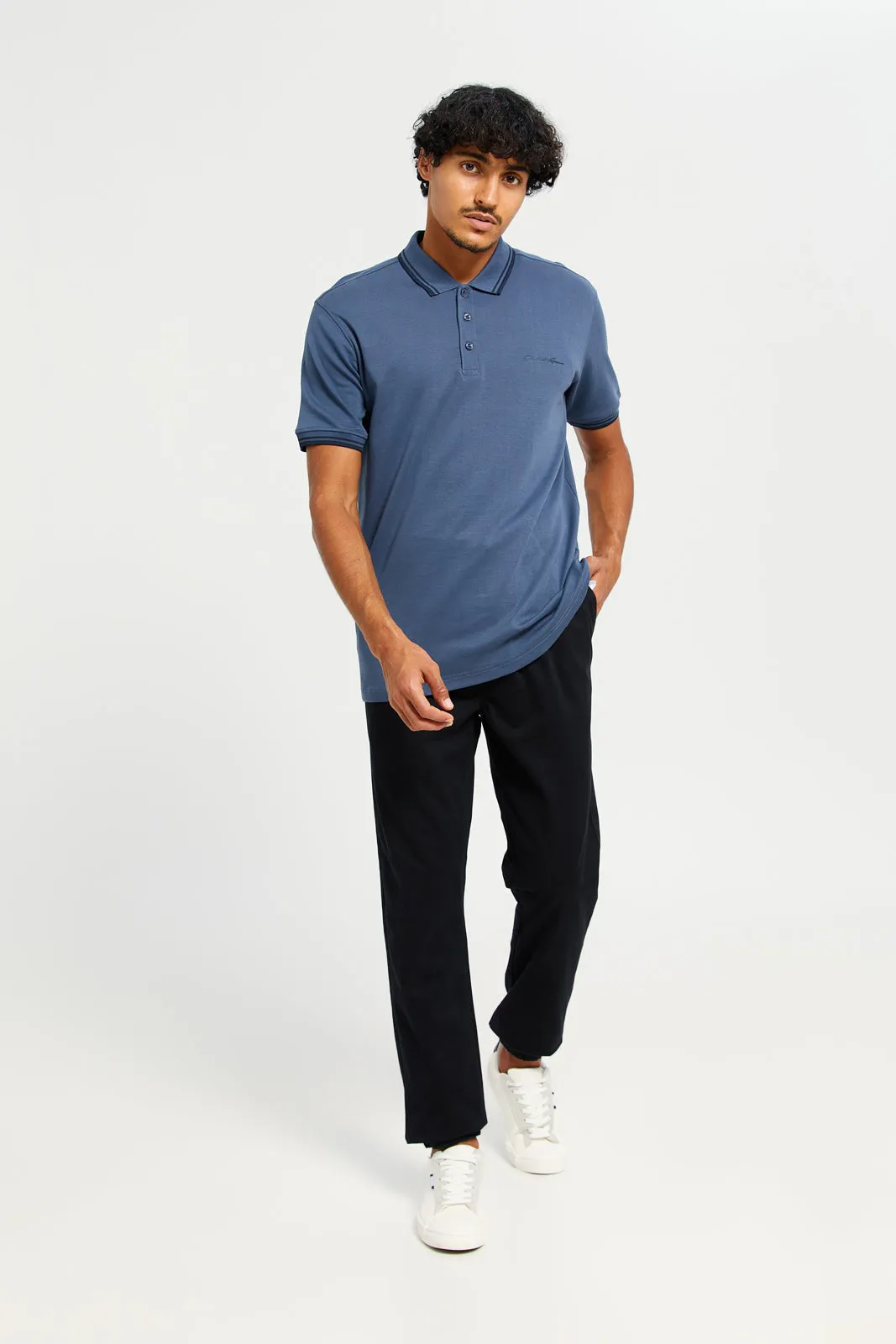 Men Black Solid Twill Jogger sold by Redtag product image thumbnail 2