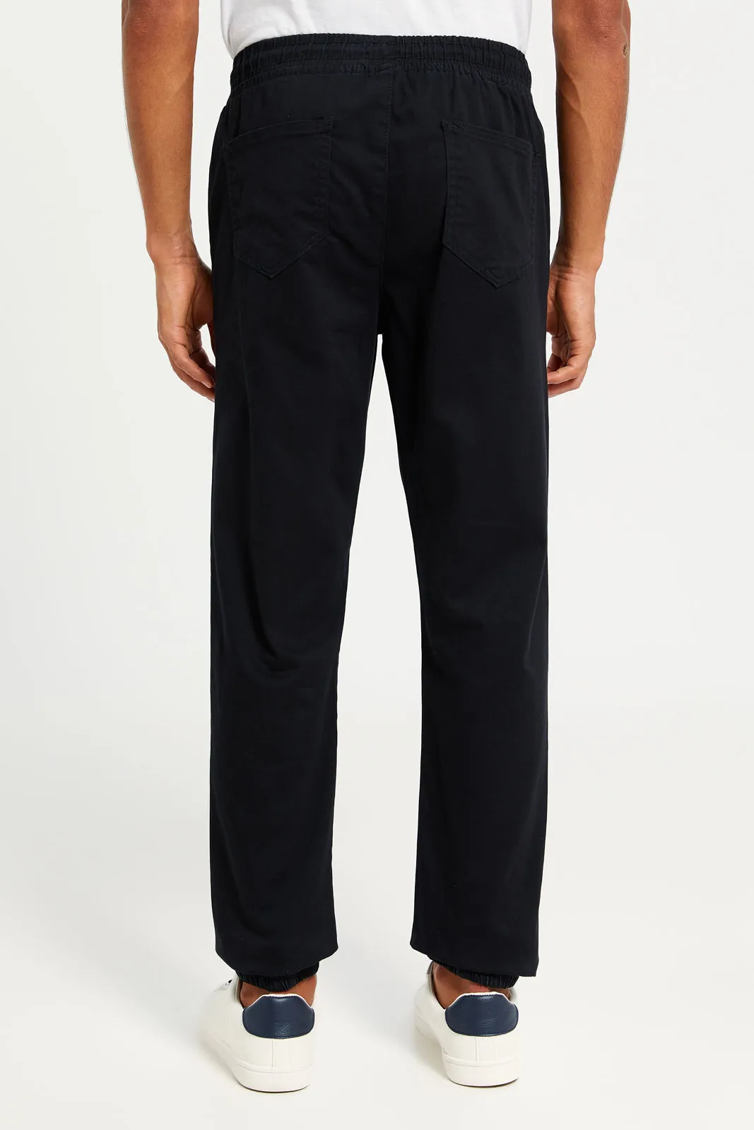 Men Black Solid Twill Jogger sold by Redtag product image thumbnail 4