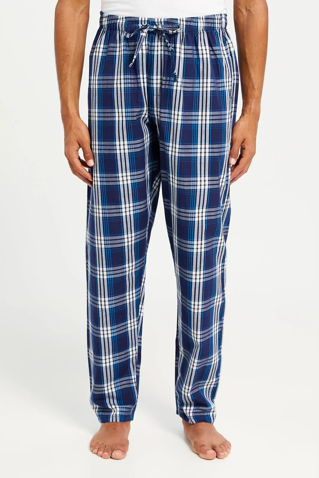 Men Blue Checkered Pyjama Bottom sold by Redtag