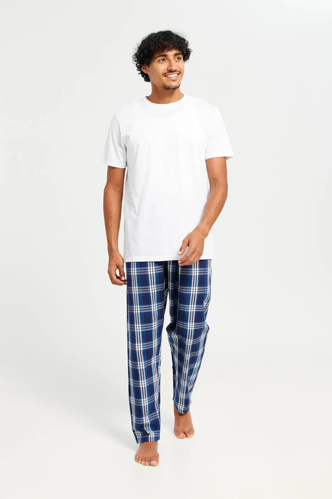 Men Blue Checkered Pyjama Bottom sold by Redtag product image thumbnail 2