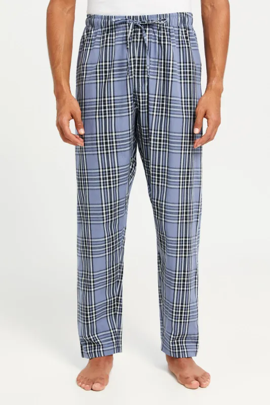 Men Blue Checkered Pyjama Bottom sold by Redtag