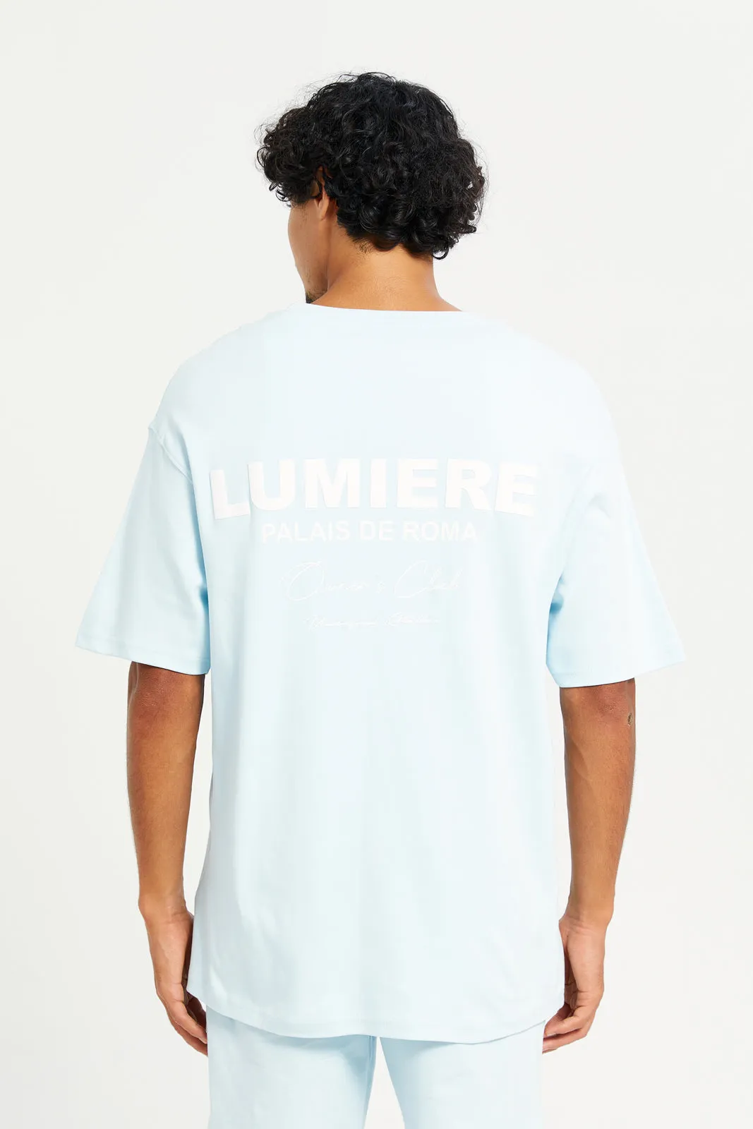 Men Blue Short Sleeved Lounge Shirt sold by Redtag product image thumbnail 3