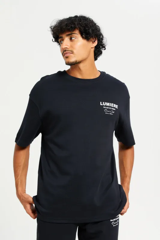 Men Black Round Neck Lounge Shirt sold by Redtag