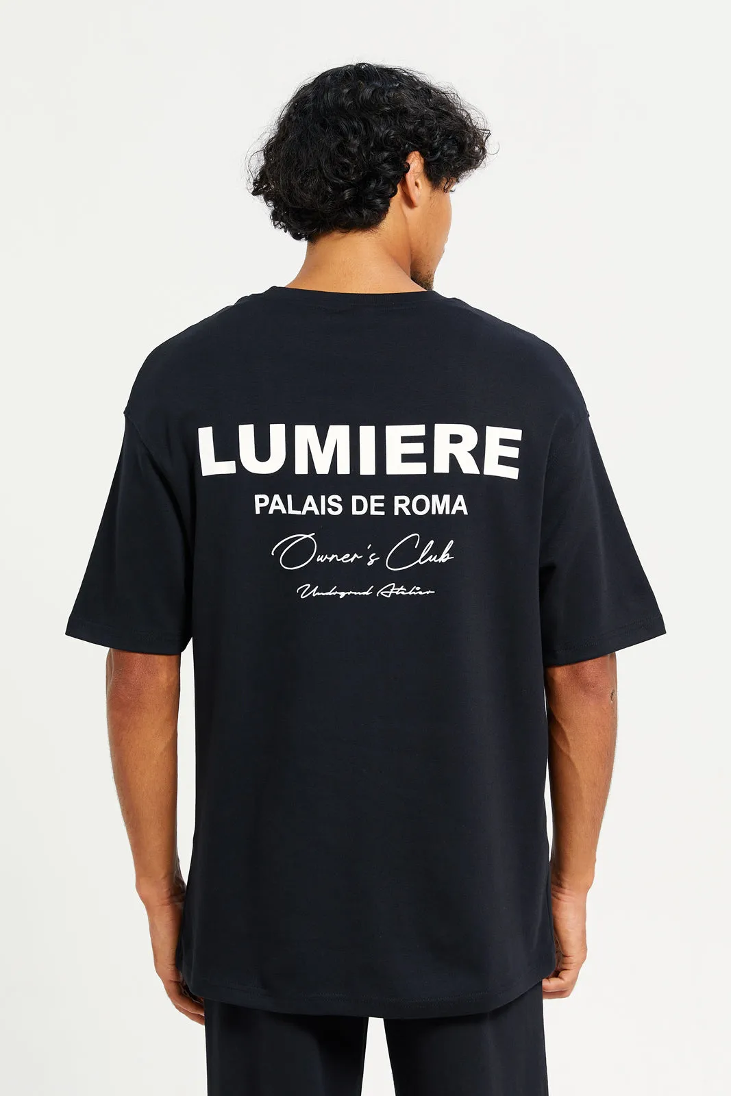 Men Black Round Neck Lounge Shirt sold by Redtag product image thumbnail 3