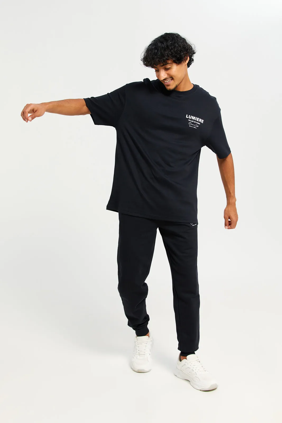 Men Black Round Neck Lounge Shirt sold by Redtag product image thumbnail 2