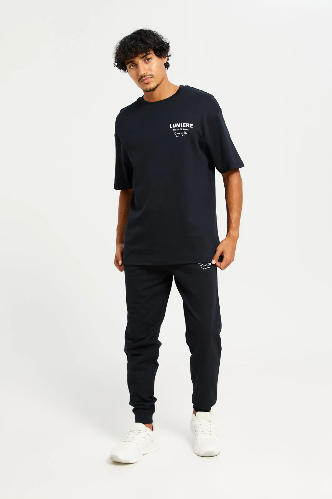 Men Black Printed Lounge Pants sold by Redtag product image thumbnail 2