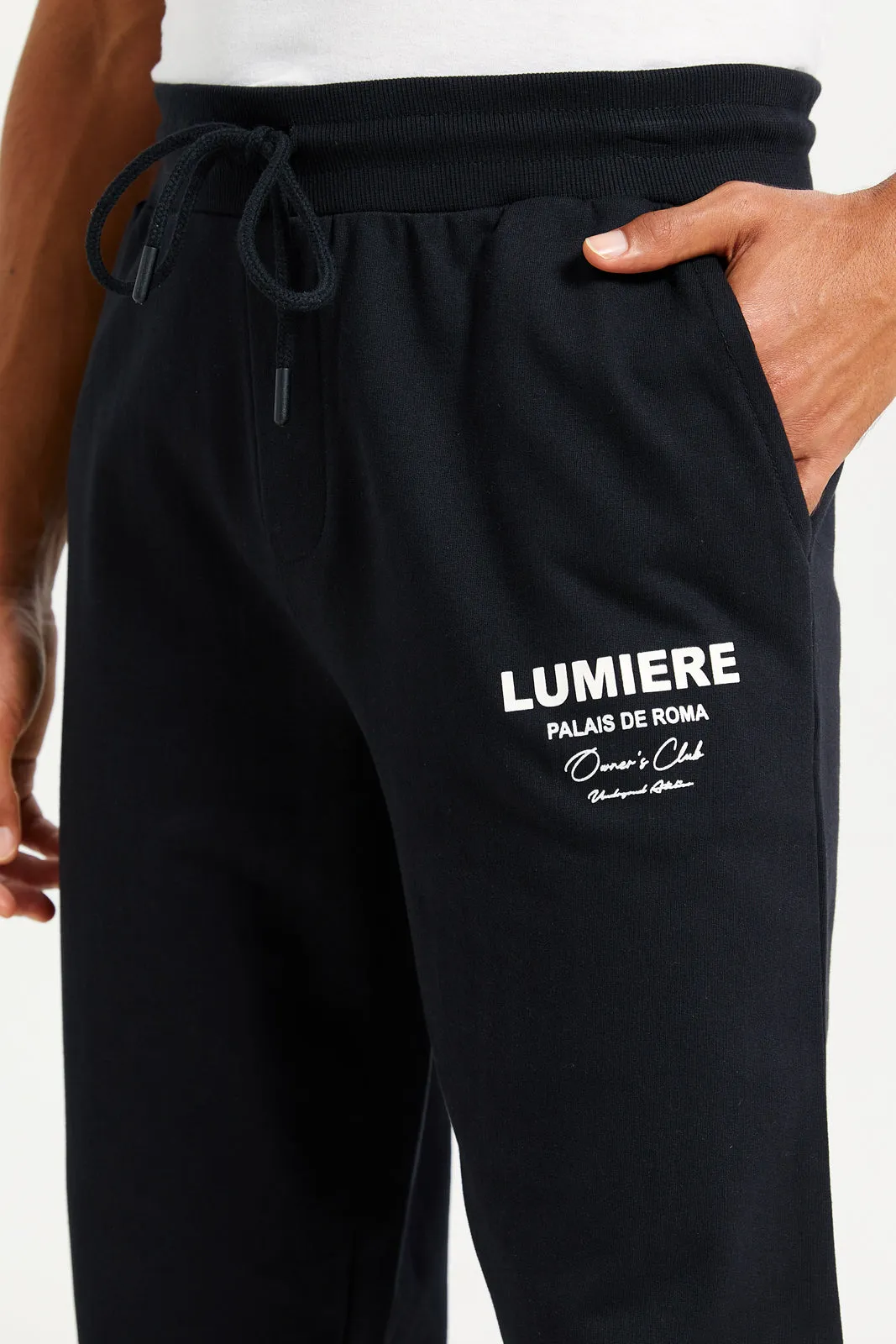 Men Black Printed Lounge Pants sold by Redtag product image thumbnail 4