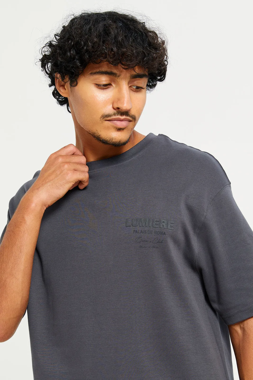 Men Charcoal Back Print Lounge Shirt sold by Redtag product image thumbnail 4