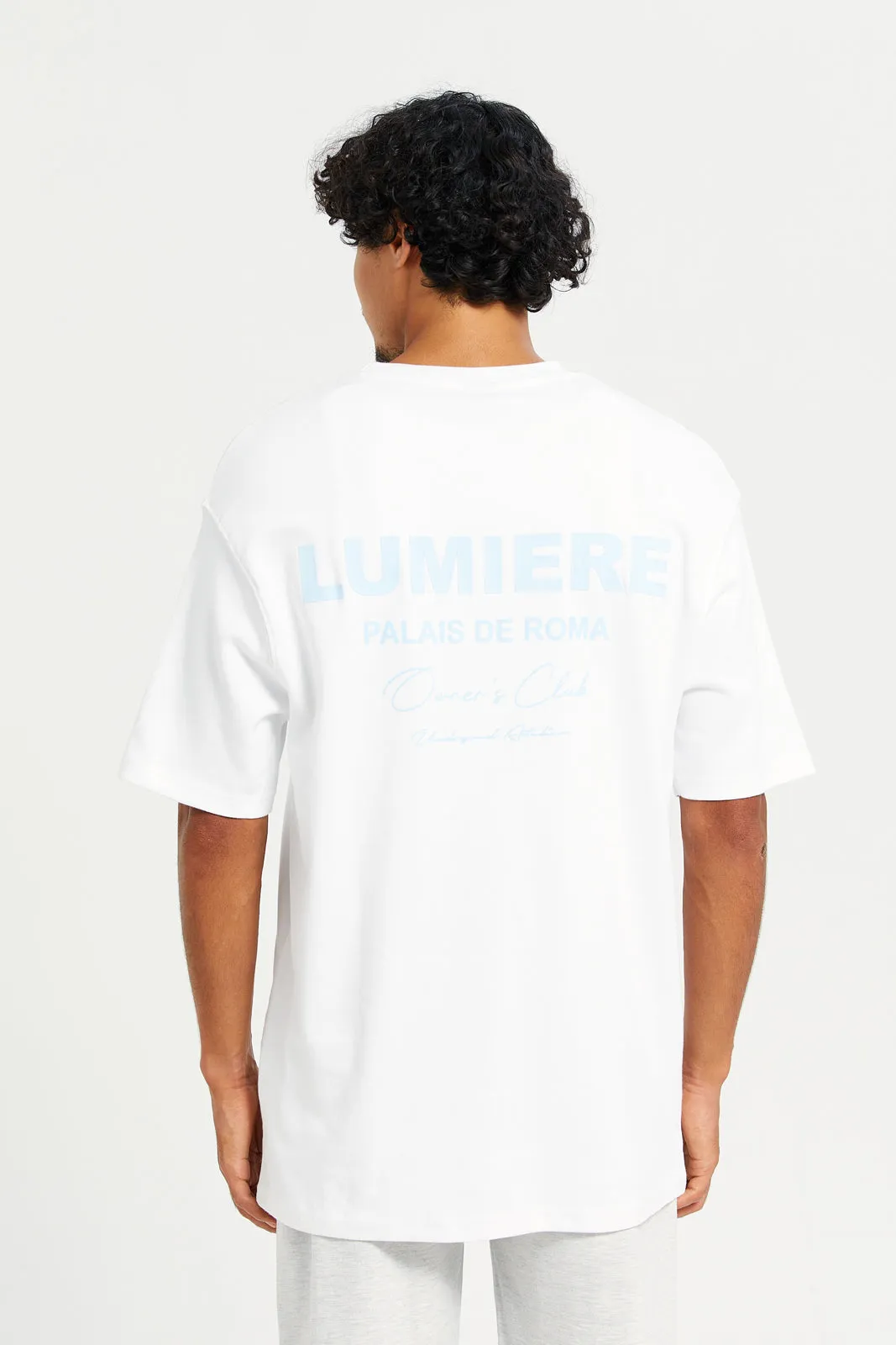 Men White Back Print Lounge Shirt sold by Redtag product image thumbnail 3