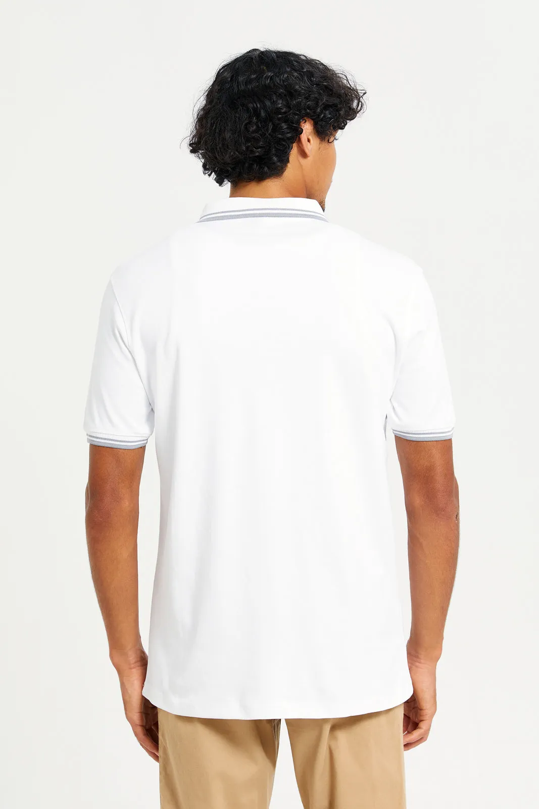 Men White Collared Polo Shirt sold by Redtag product image thumbnail 3