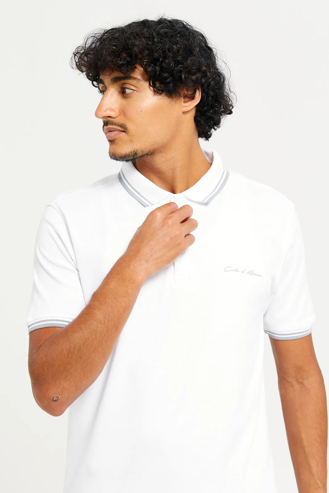 Men White Collared Polo Shirt sold by Redtag product image thumbnail 4