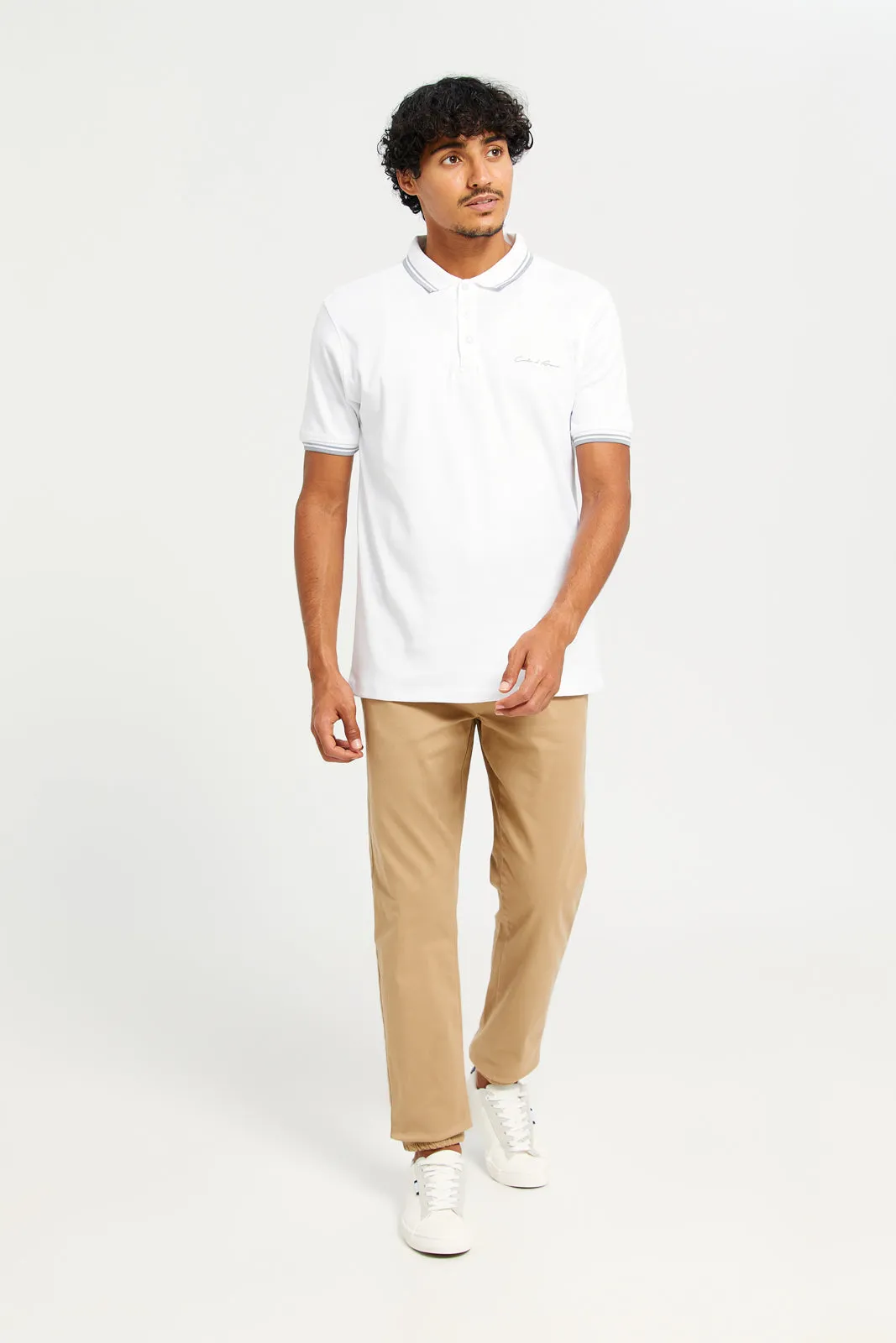 Men White Collared Polo Shirt sold by Redtag product image thumbnail 2