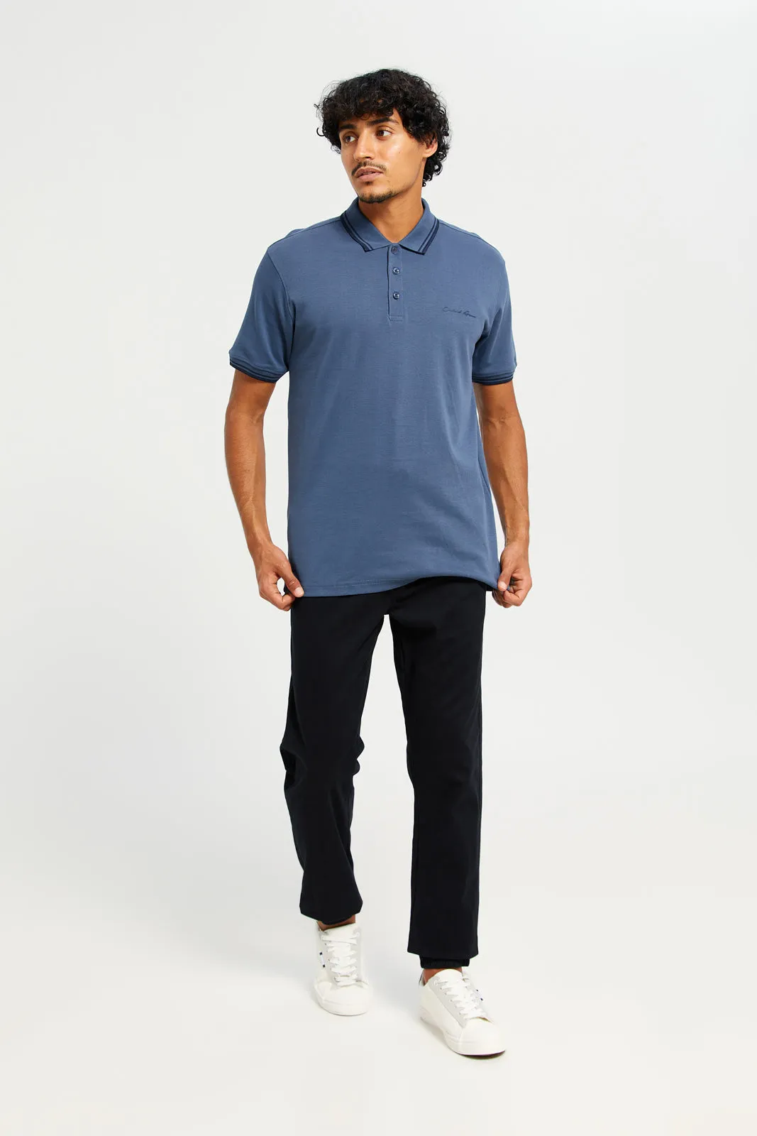 Men Blue Printed Polo Shirt sold by Redtag product image thumbnail 2