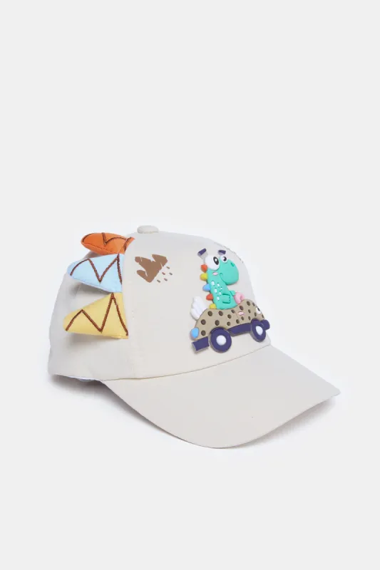 Boys Beige Dino Embellished Cap sold by Redtag