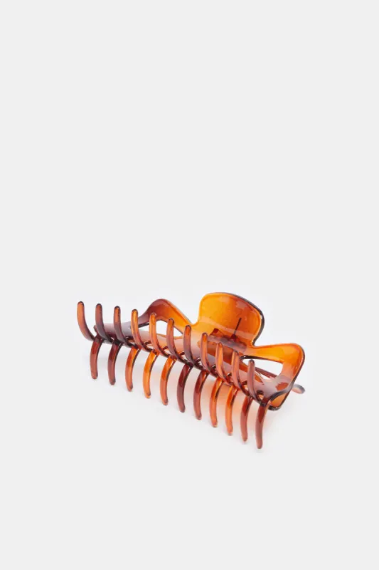 Women Brown Solid Hair Claw sold by Redtag