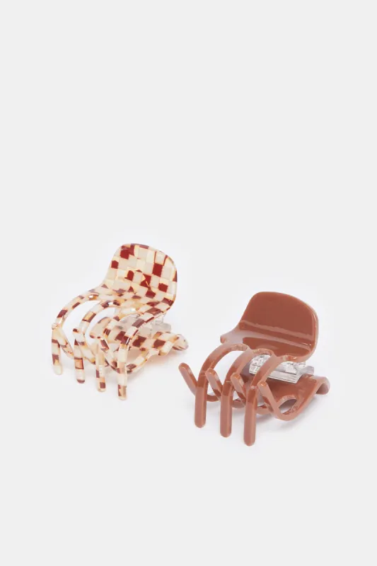 Women Brown Print Hair Claw Set (Pack of 2) sold by Redtag