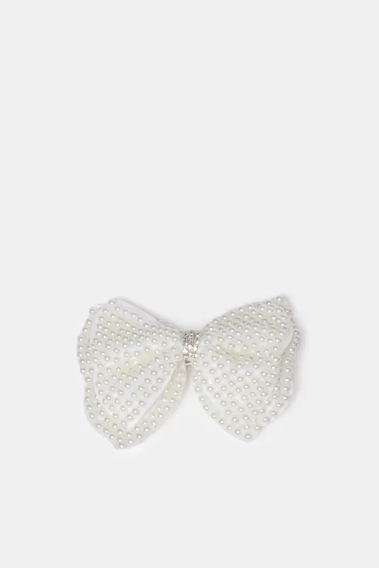 Women White Embellished Hair Clip sold by Redtag