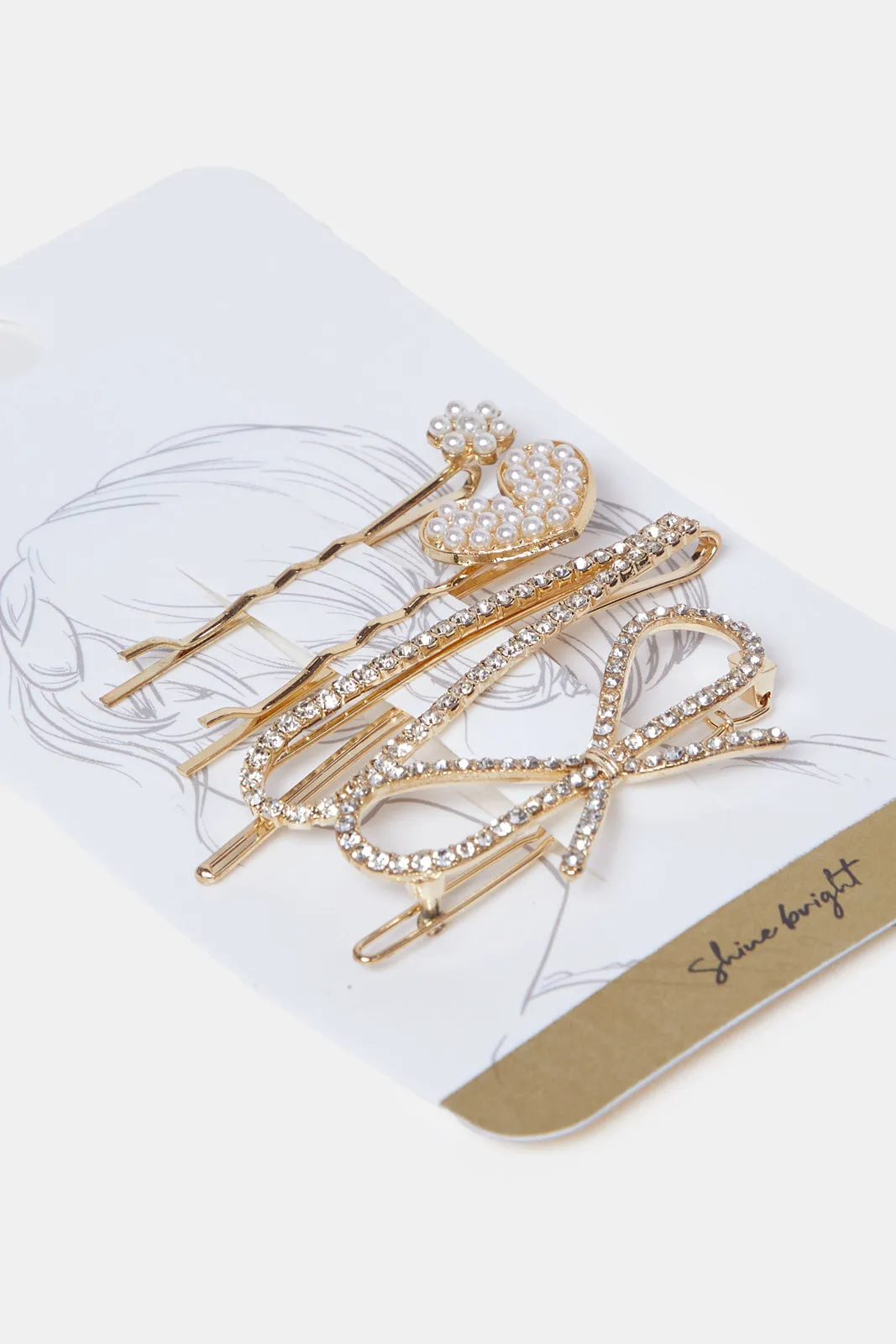 Women Gold Embellished Hair Clip Set (4 Piece) sold by Redtag product image thumbnail 3