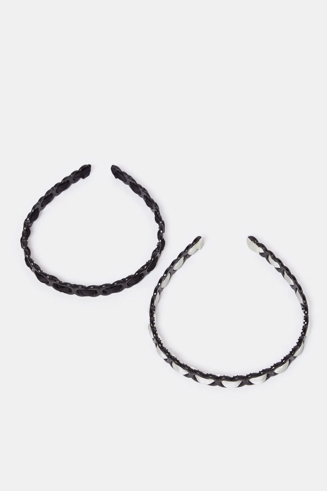 Women White And Black Solid Headband Set (Pack of 2) sold by Redtag