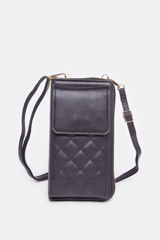 Women Quilted Black Mobile Wallet sold by Redtag