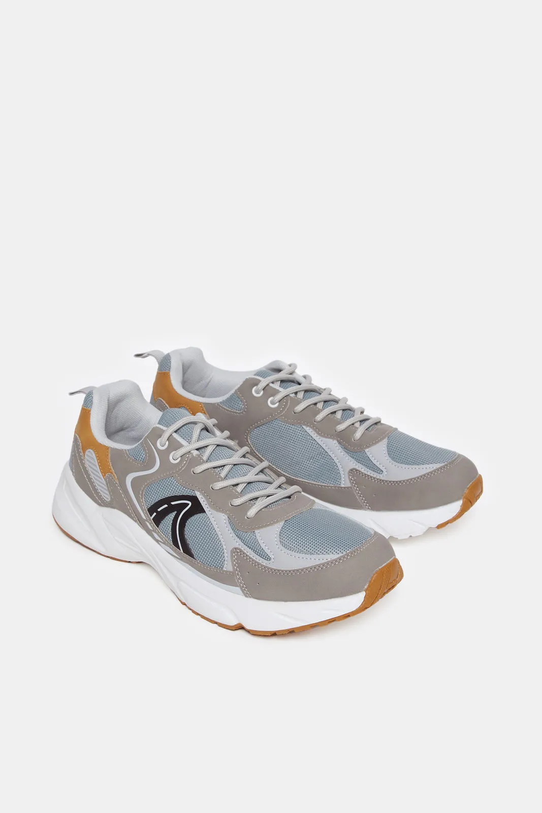 Men Grey Material Block Sneakers sold by Redtag product image thumbnail 2