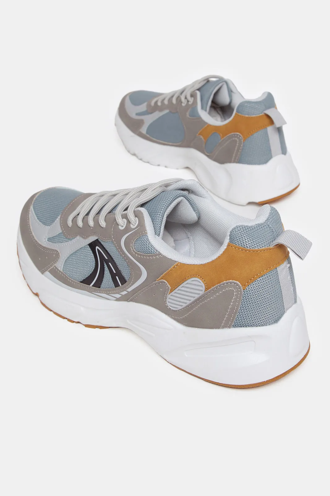 Men Grey Material Block Sneakers sold by Redtag product image thumbnail 4