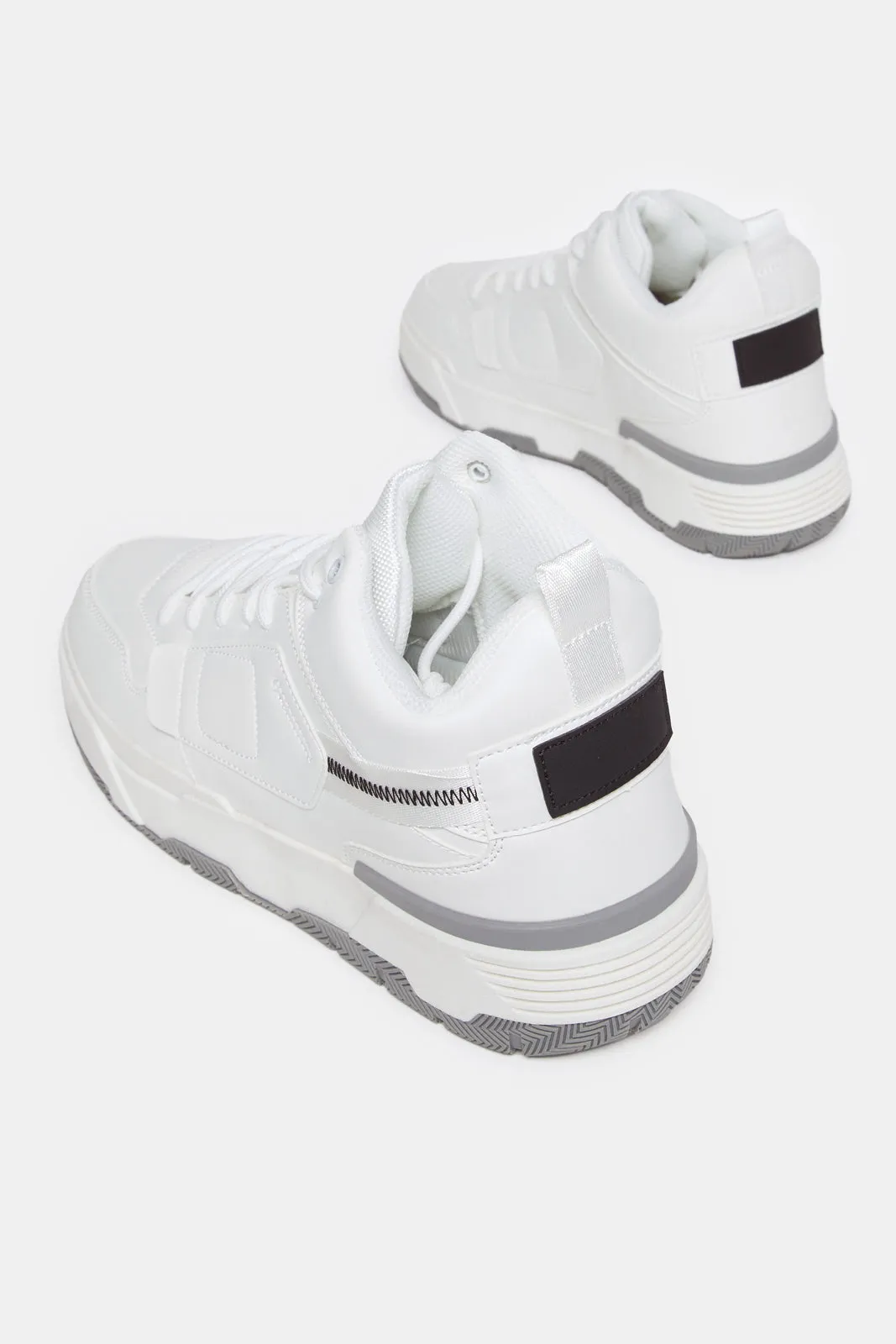 Men White Overlayed High Top Sneakers sold by Redtag product image thumbnail 4