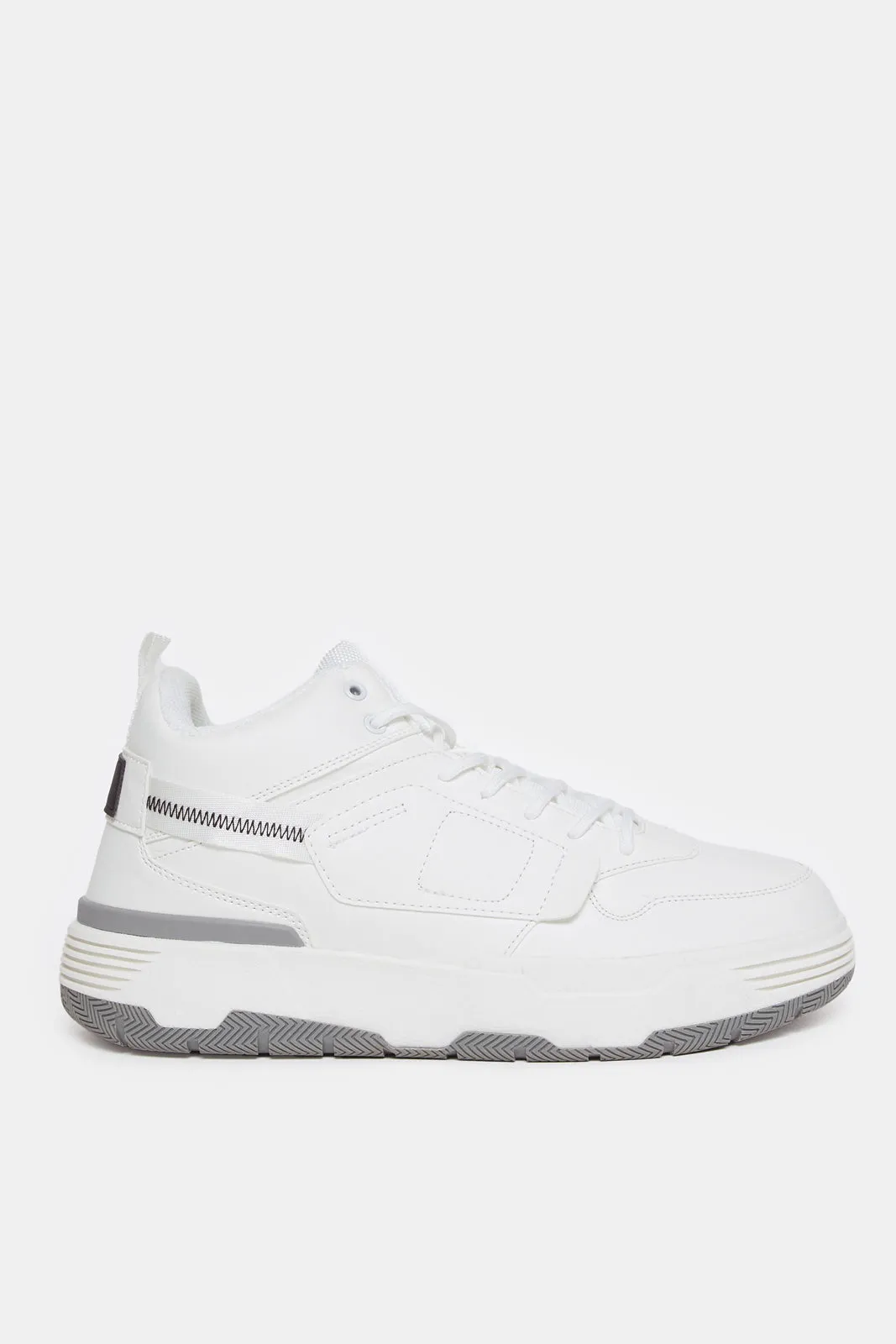 Men White Overlayed High Top Sneakers sold by Redtag