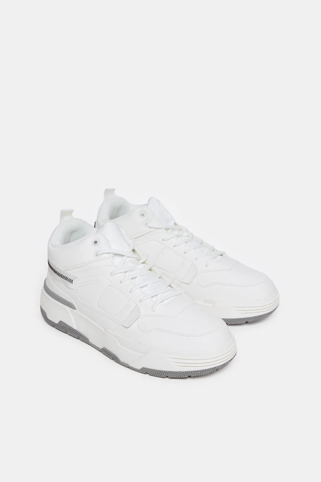 Men White Overlayed High Top Sneakers sold by Redtag product image thumbnail 2