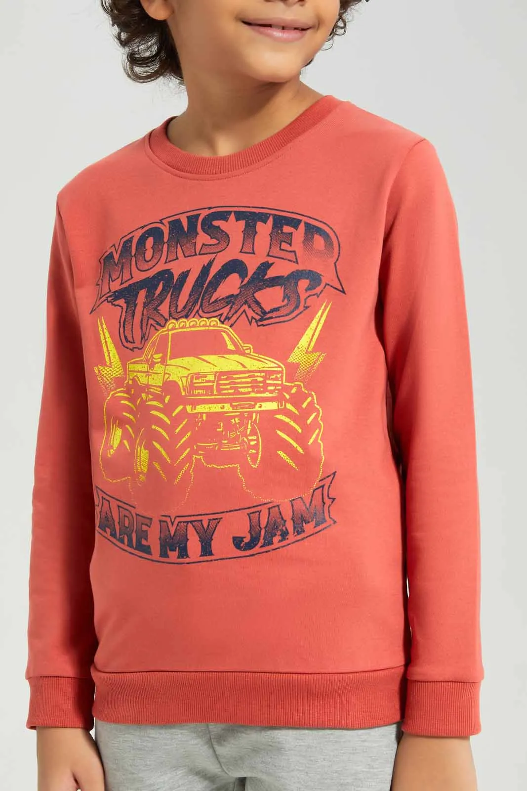Boys Orange Printed Sweatshirt sold by Redtag product image thumbnail 3