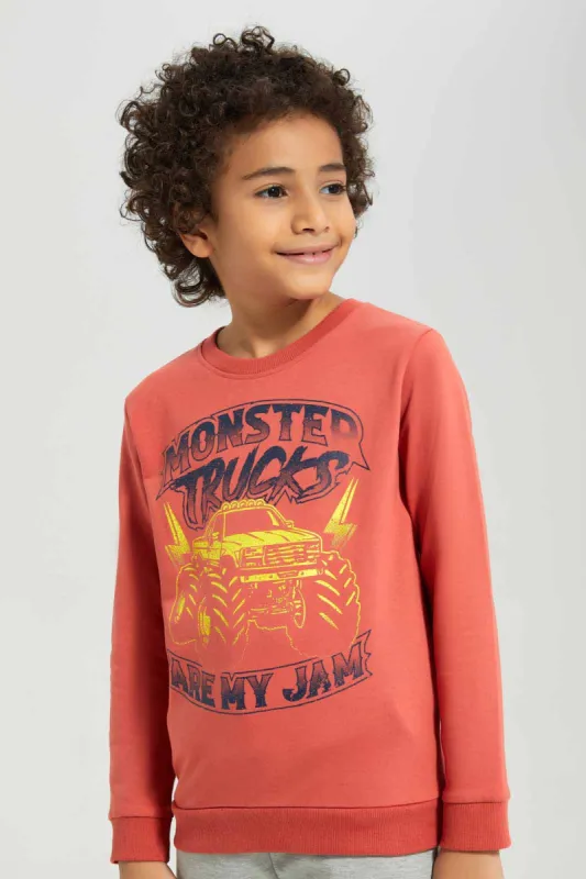 Boys Orange Printed Sweatshirt sold by Redtag