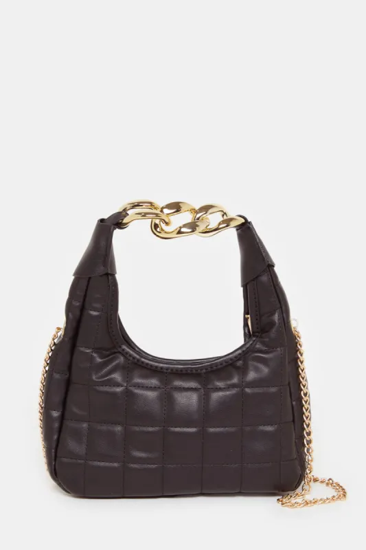 Women Black Quilted Slouch Bag sold by Redtag