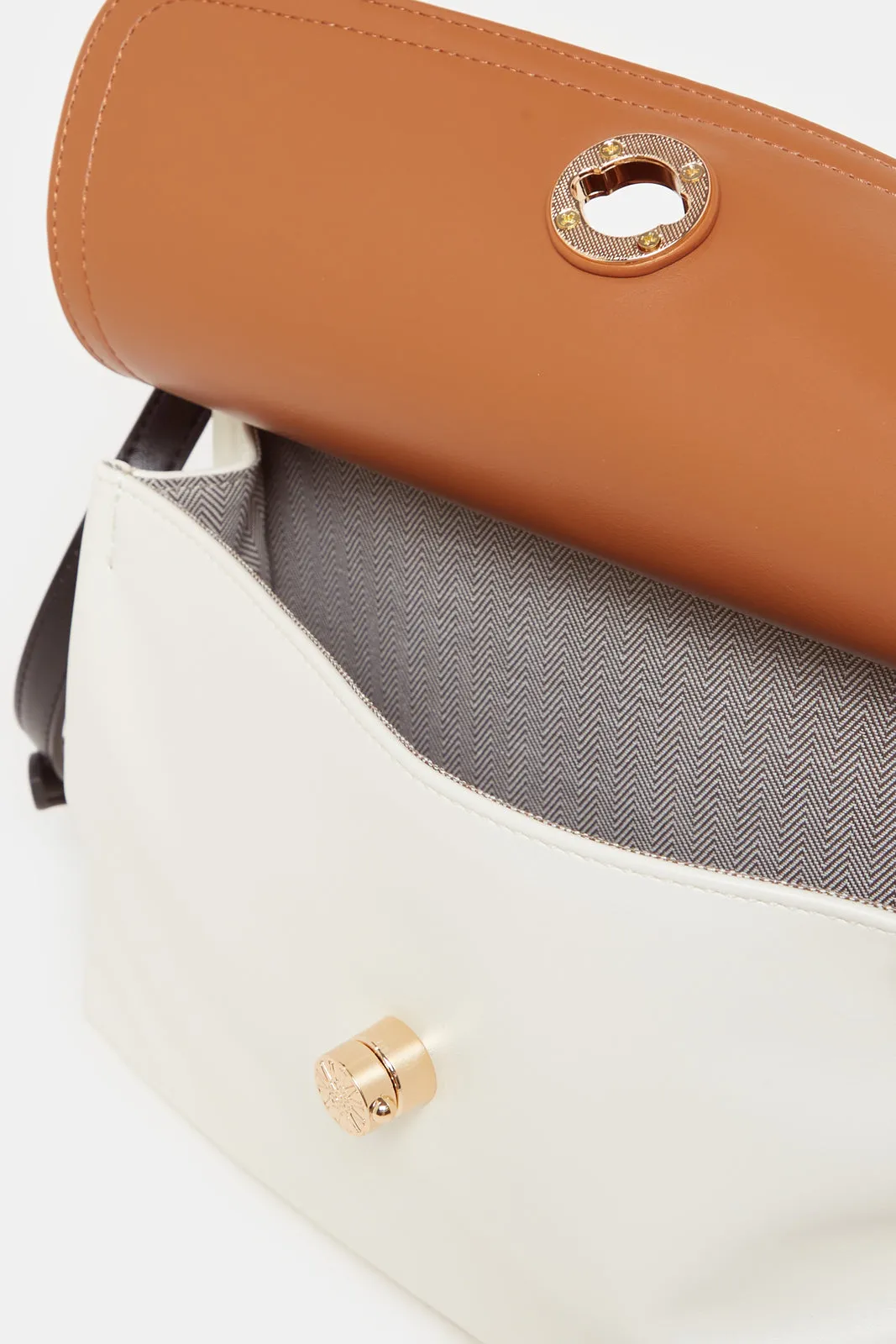 Women White And Tan Plain Day Bag sold by Redtag product image thumbnail 4