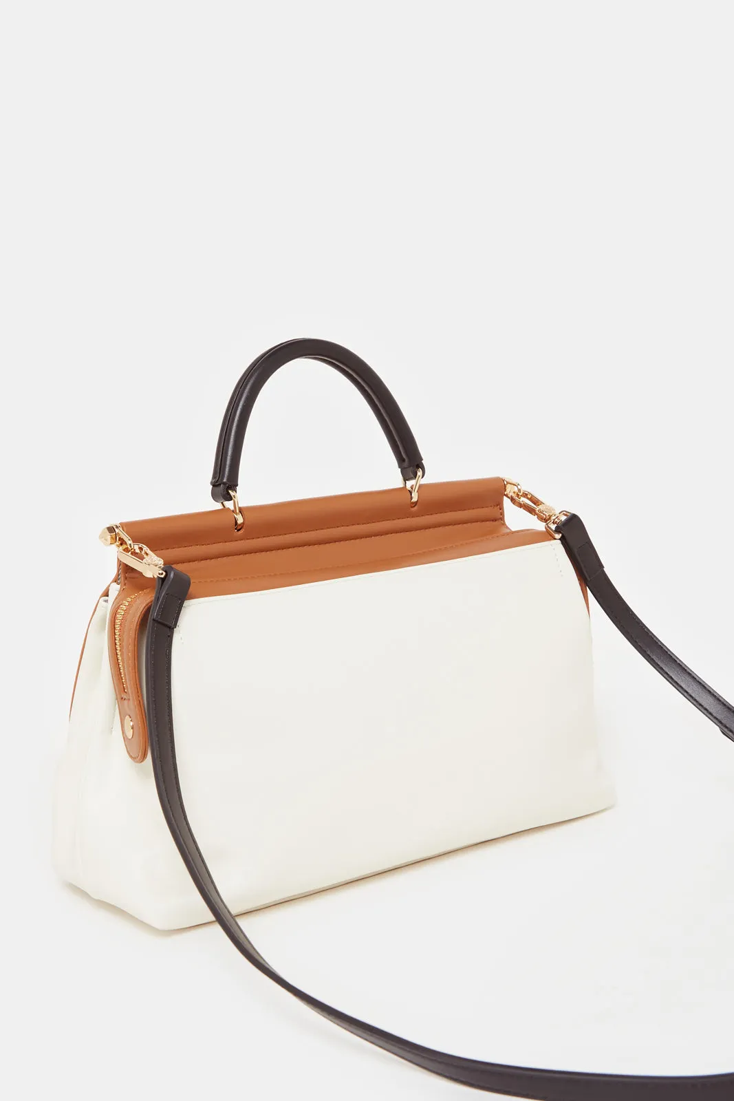 Women White And Tan Plain Day Bag sold by Redtag product image thumbnail 2
