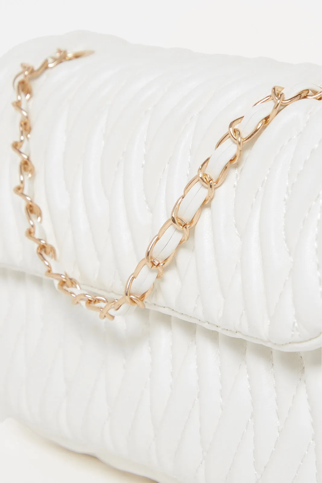 Women White Quilted Hand Bag sold by Redtag product image thumbnail 2