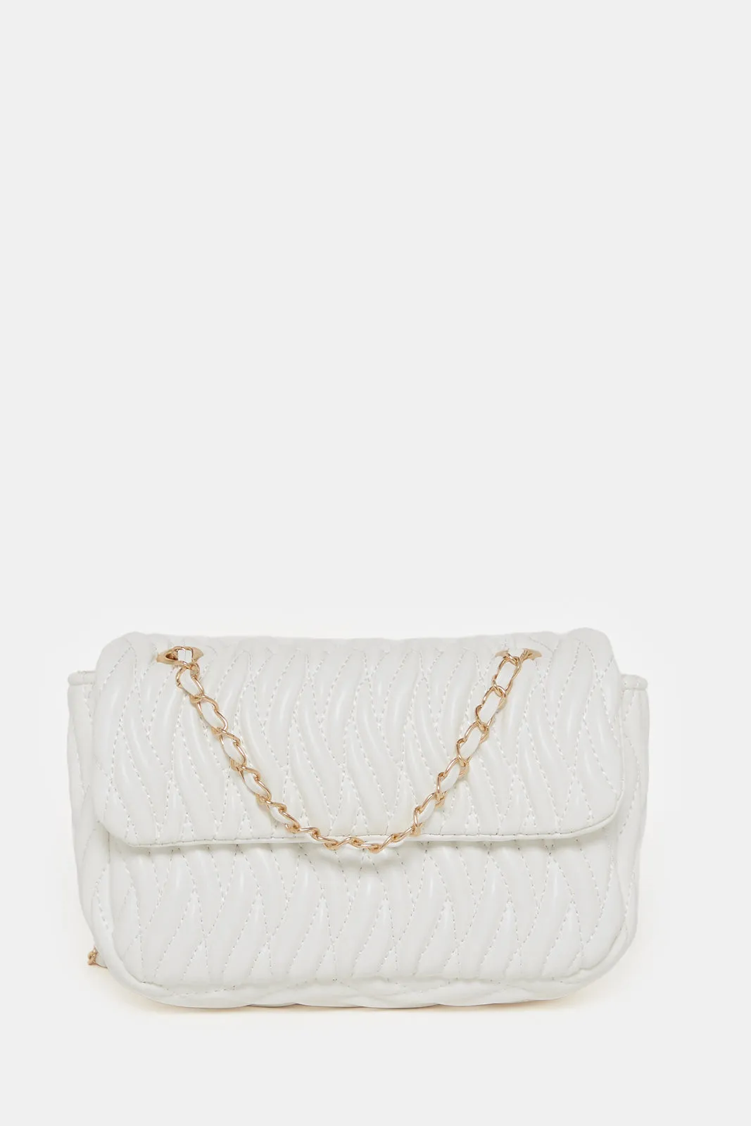 Women White Quilted Hand Bag sold by Redtag