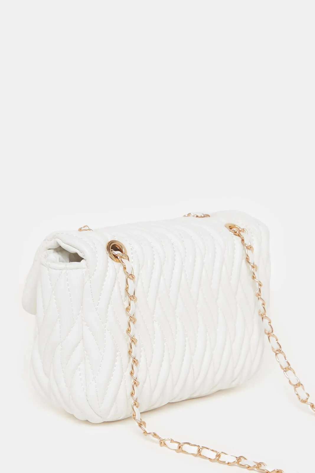 Women White Quilted Hand Bag sold by Redtag product image thumbnail 3