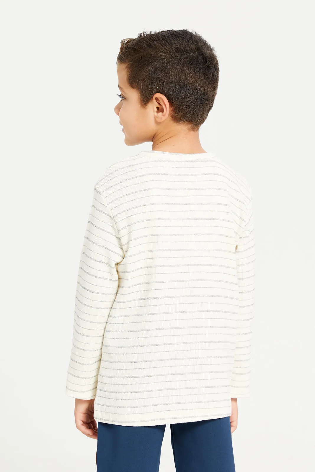 Boys Ivory Striped T-Shirt sold by Redtag product image thumbnail 3